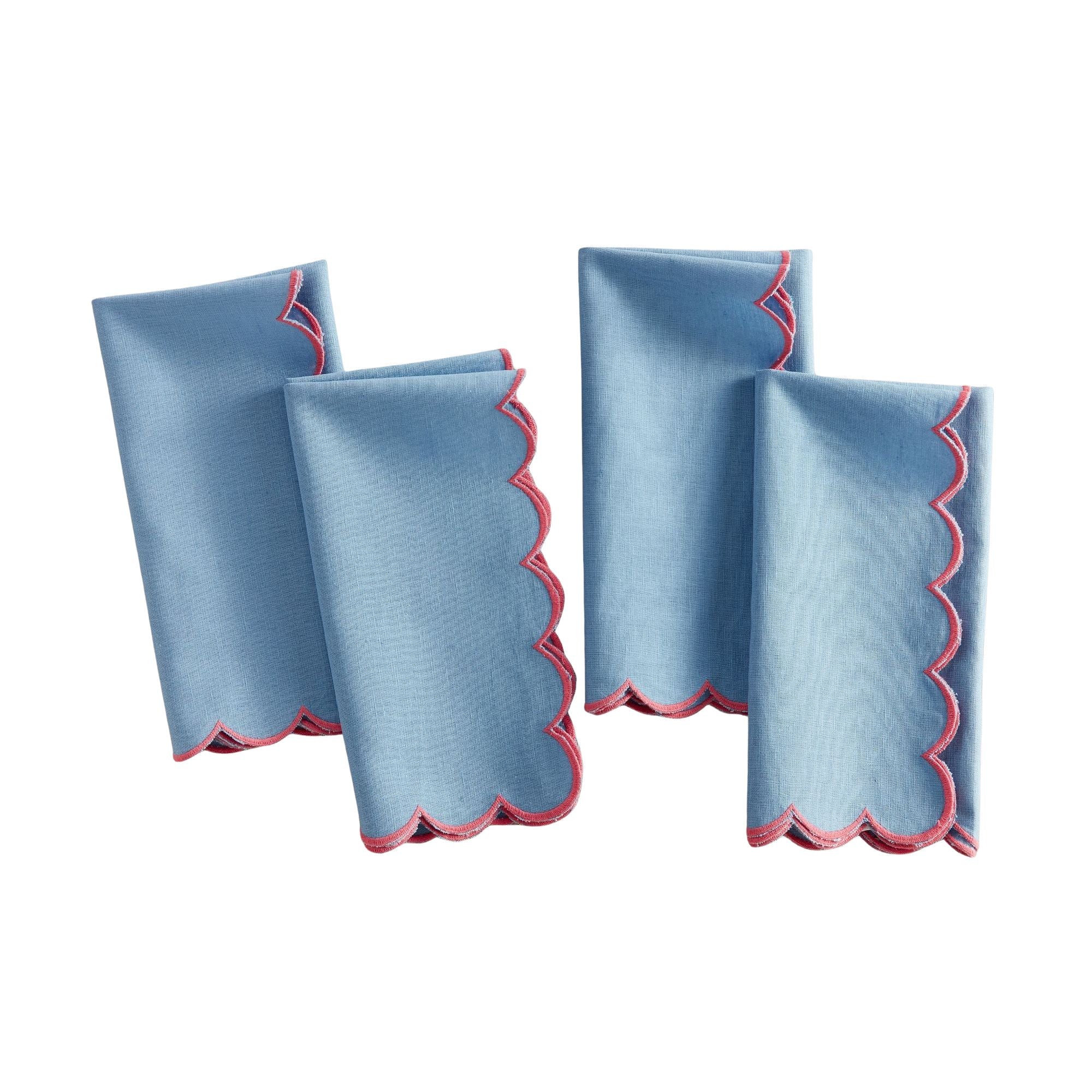Napkin - Blue Scallop Border