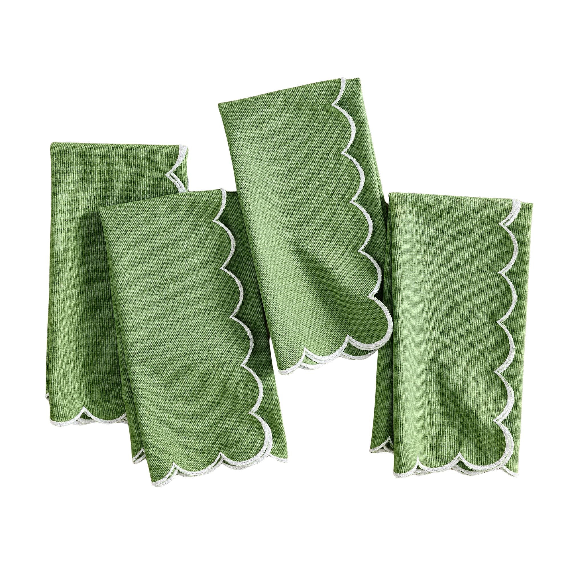 Napkin - Green Scallop Border